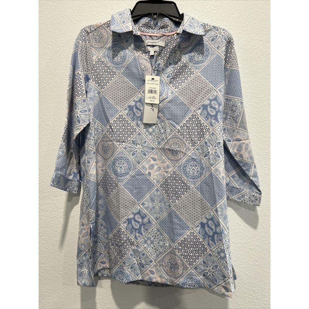 Foxcroft Women's Blue Freesia Blouse Size 6